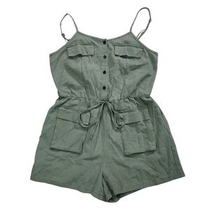 SHEIN Olive Green Button-Up Playsuit
